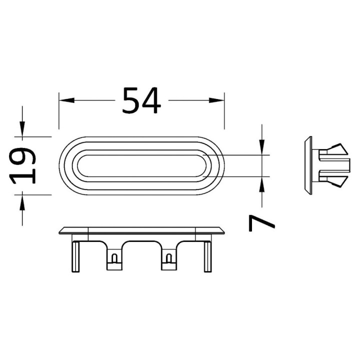 Brushed Bronze Oval Overflow Cover - Technical Drawing