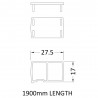 1900mm Profile Extension Kit for Rene Enclosures 6mm - Brushed Brass - Technical Drawing