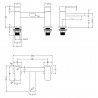 Windon Deck Mounted Bath Filler - Brushed Bronze - Technical Drawing