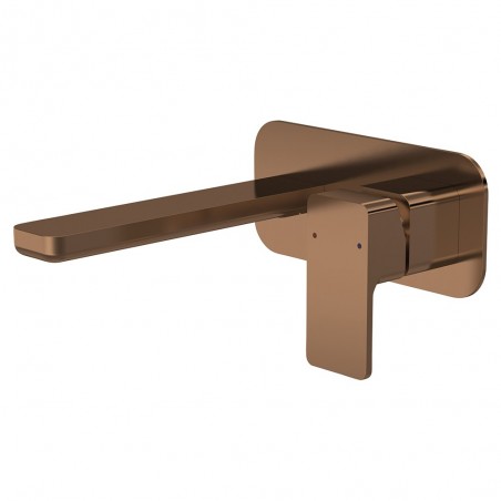 Windon Wall Mounted 2 Tap Hole Basin Mixer With Plate - Brushed Bronze