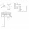 Windon Wall Mounted 2 Tap Hole Basin Mixer With Plate - Brushed Bronze - Technical Drawing