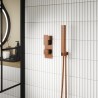 Windon Twin Thermostatic Valve - Brushed Brass - Insitu