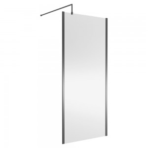 900mm (w) x 1850mm (h) Wetroom Screen with Outer Frame - Brushed Pewter