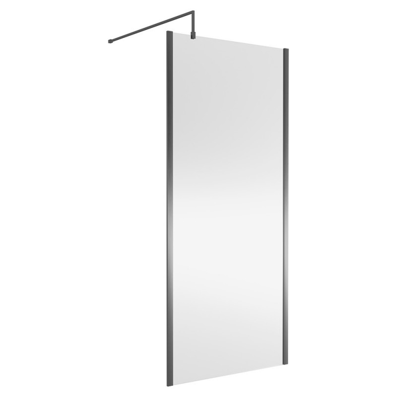 900mm (w) x 1850mm (h) Wetroom Screen with Outer Frame - Brushed Pewter