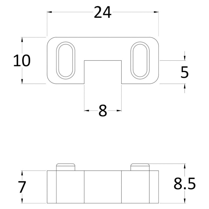 Wetroom Horseshoe Support Foot - Brushed Pewterl - Technical Drawing