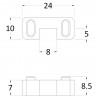 Wetroom Horseshoe Support Foot - Brushed Pewterl - Technical Drawing