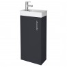 Vault Floor Standing Single Door Compact Vanity Unit with Ceramic Basin 400mm - Soft Black