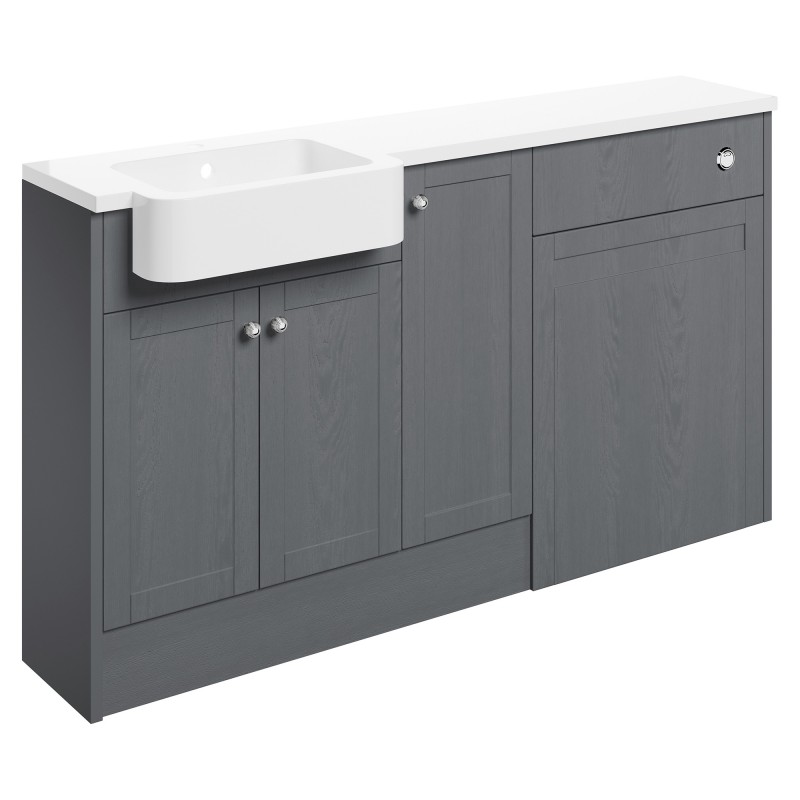 Kobe 1542mm (W) x 900mm (H) x 421mm (D) Basin WC & 1 Door Unit Pack - Grey Ash