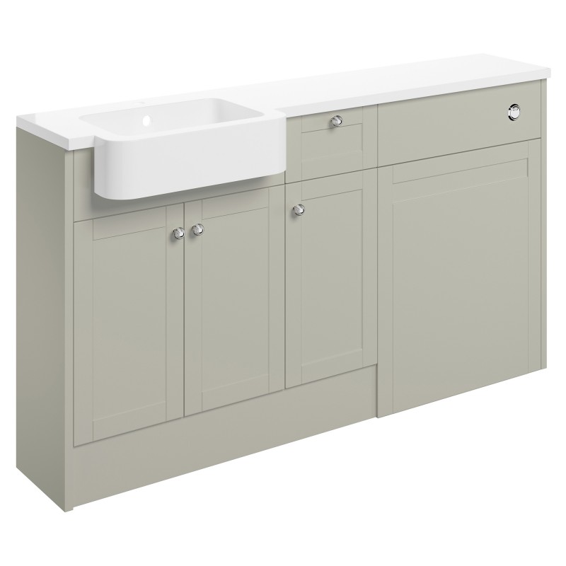 Kobe 1542mm (W) x 900mm (H) x 421mm (D) Basin WC & 1 Drawer 1 Door Unit Pack - Matt Latte