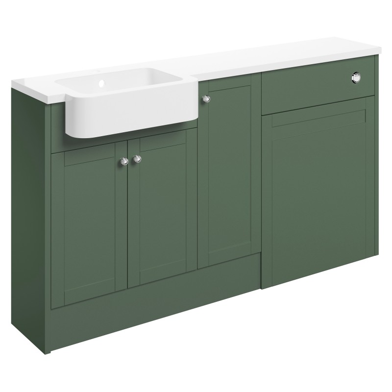 Kobe 1542mm (W) x 900mm (H) x 421mm (D) Basin WC & 1 Door Unit Pack - Matt Sage Green