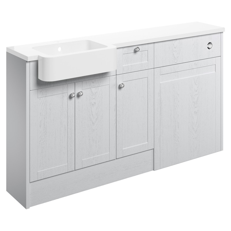 Kobe 1542mm (W) x 900mm (H) x 421mm (D) Basin WC & 1 Drawer 1 Door Unit Pack - Satin White Ash