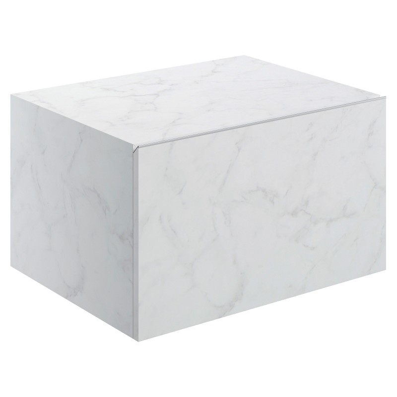 Kenzo 600mm (W) x 345mm (H) x 460mm (D) Wall Hung Storage Drawer - White Marble