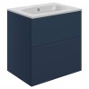 Yamagata 610mm(w) 2 Drawer Wall Unit & Basin - Matt Deep Blue