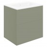 Yamagata 610mm (W) x 618mm (H) x 460mm (D) Wall Hung 2 Drawer Basin Unit & Basin - Matt Olive Green