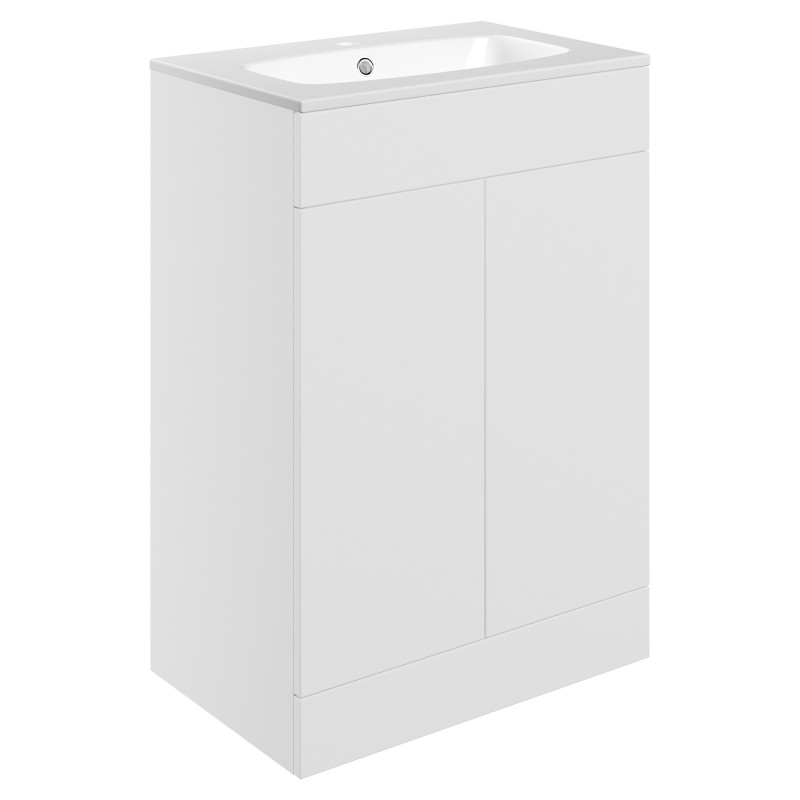 Yamagata 615mm (W) x 848mm (H) x 460mm (D) Freestanding 2 Door Basin Unit & Basin - Matt White