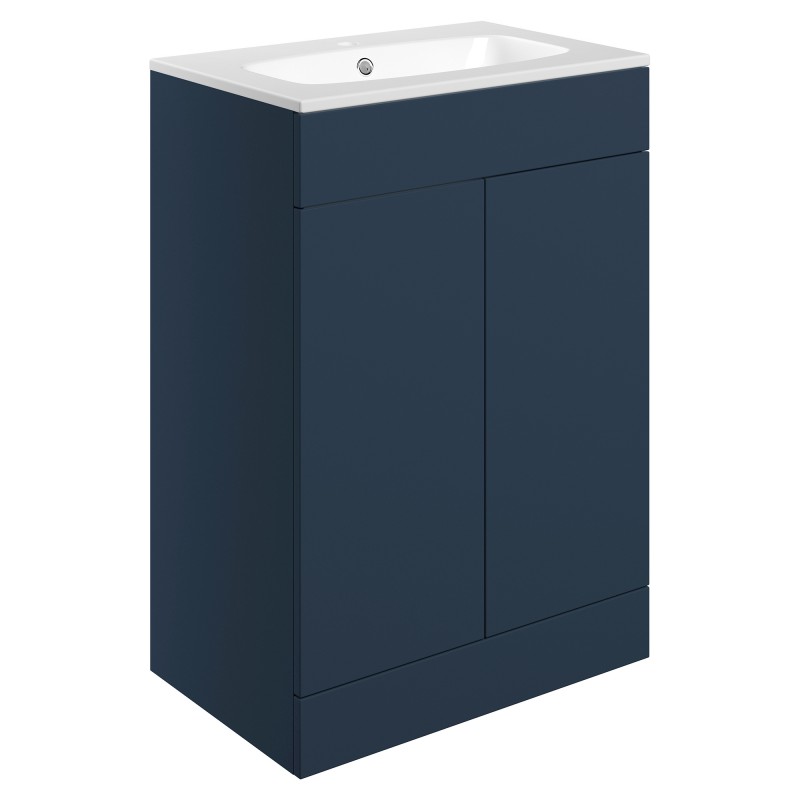 Yamagata 615mm (W) x 848mm (H) x 460mm (D) Freestanding 2 Door Basin Unit & Basin - Matt Deep Blue