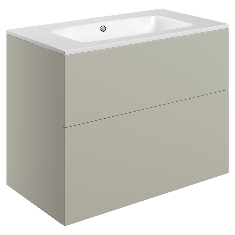 Yamagata 815mm (W) x 618mm (H) x 460mm (D) 815mm Wall Hung 2 Drawer Basin Unit & Basin - Matt Latte