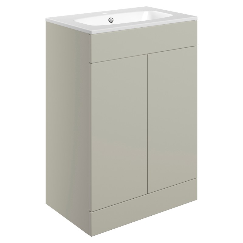 Yamagata 615mm (W) x 848mm (H) x 460mm (D)  Freestanding 2 Door Basin Unit & Basin - Matt Latte