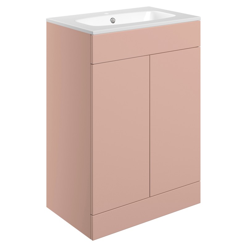 Yamagata 615mm (W) x 848mm (H) x 460mm (D)  Freestanding 2 Door Basin Unit & Basin - Matt Antique Rose