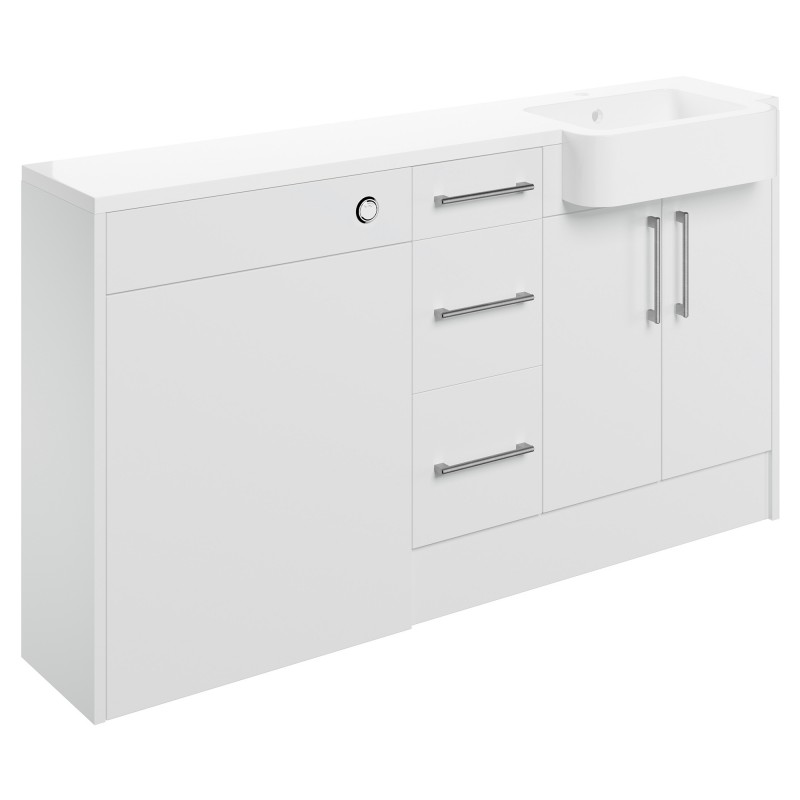 Tokyo 1542mm (W) x 900mm (H) x 421mm (D) Basin WC & 3 Drawer Unit Pack - White Gloss