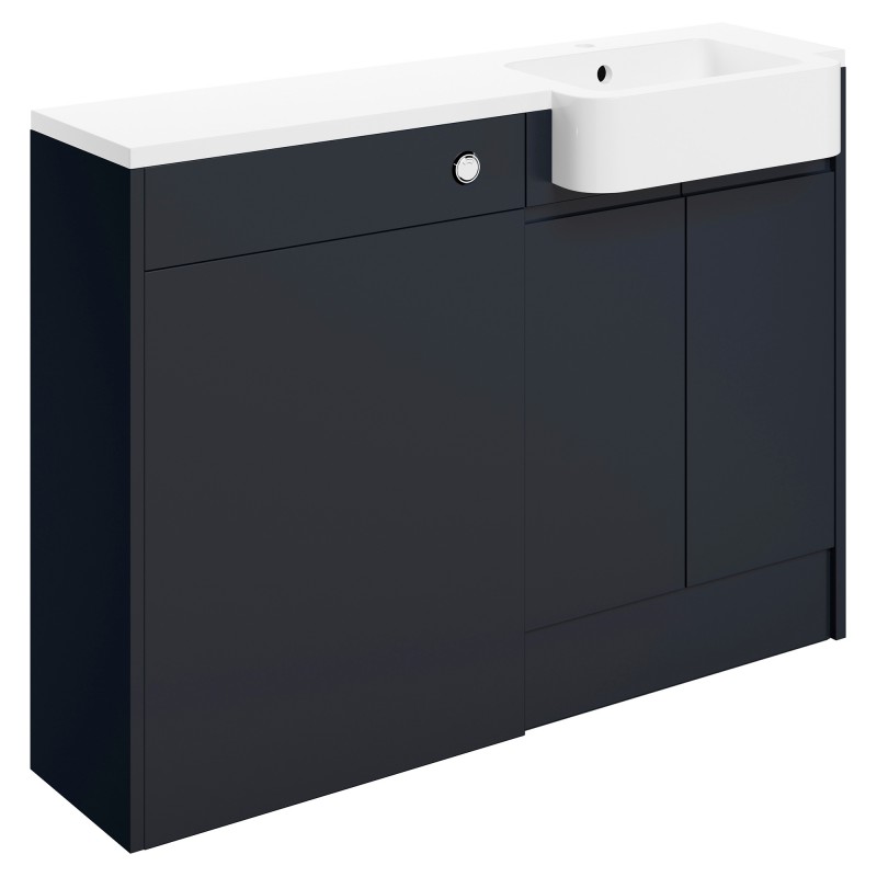 Nagoya 1242mm (W) x 900mm (H) x 421mm (D) Basin & WC Unit Pack - Matt Indigo Blue