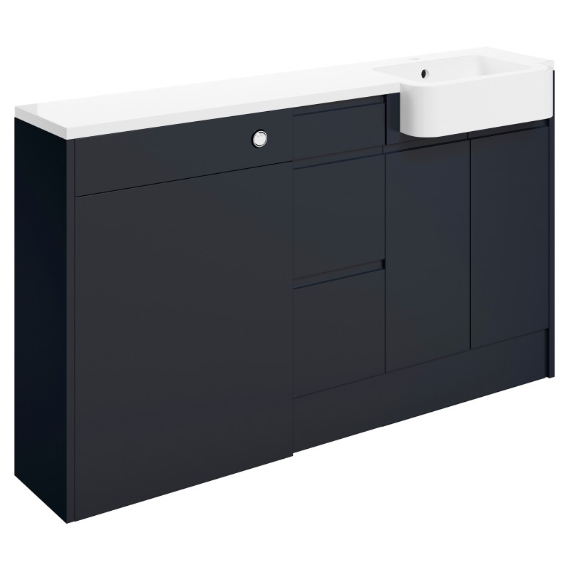 Nagoya 1542mm (W) x 900mm (H) x 421mm (D) Basin WC & 3 Drawer Unit Pack - Matt Indigo Blue