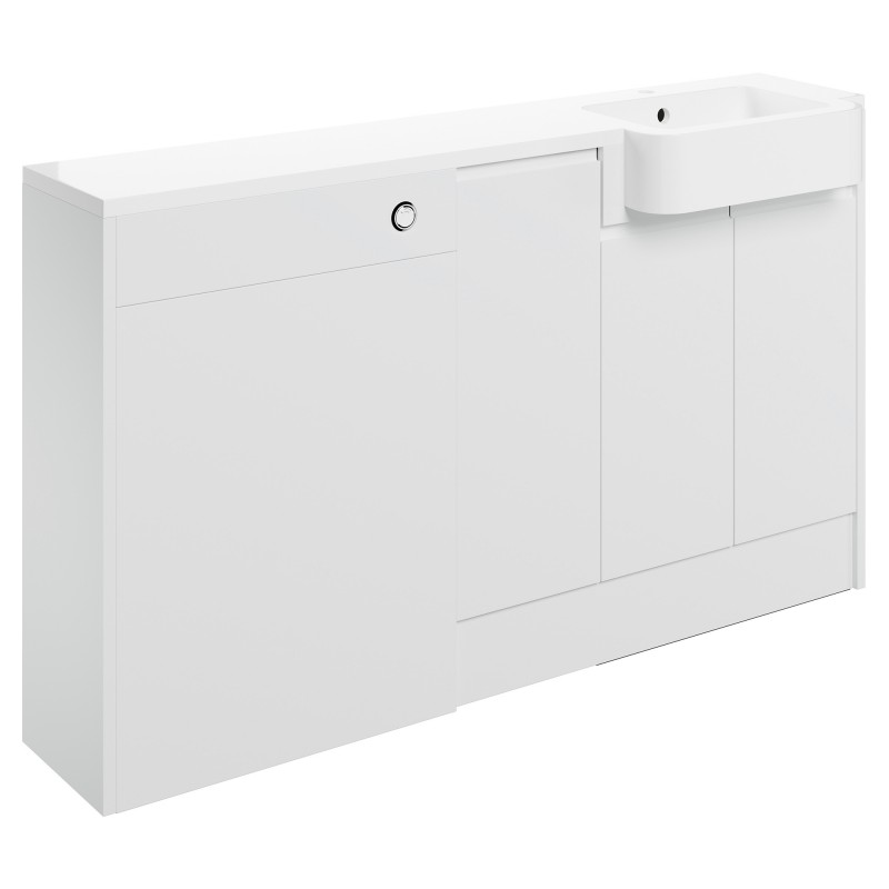 Nagoya 1542mm (W) x 900mm (H) x 421mm (D) Basin WC & 1 Door Unit Pack - White Gloss