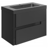 Hiroshi 805mm (W) x 610mm (H) x 760mm (D) Wall Hung 2 Drawer Basin Unit & Co-ordinating Basin - Matt Black & Glass