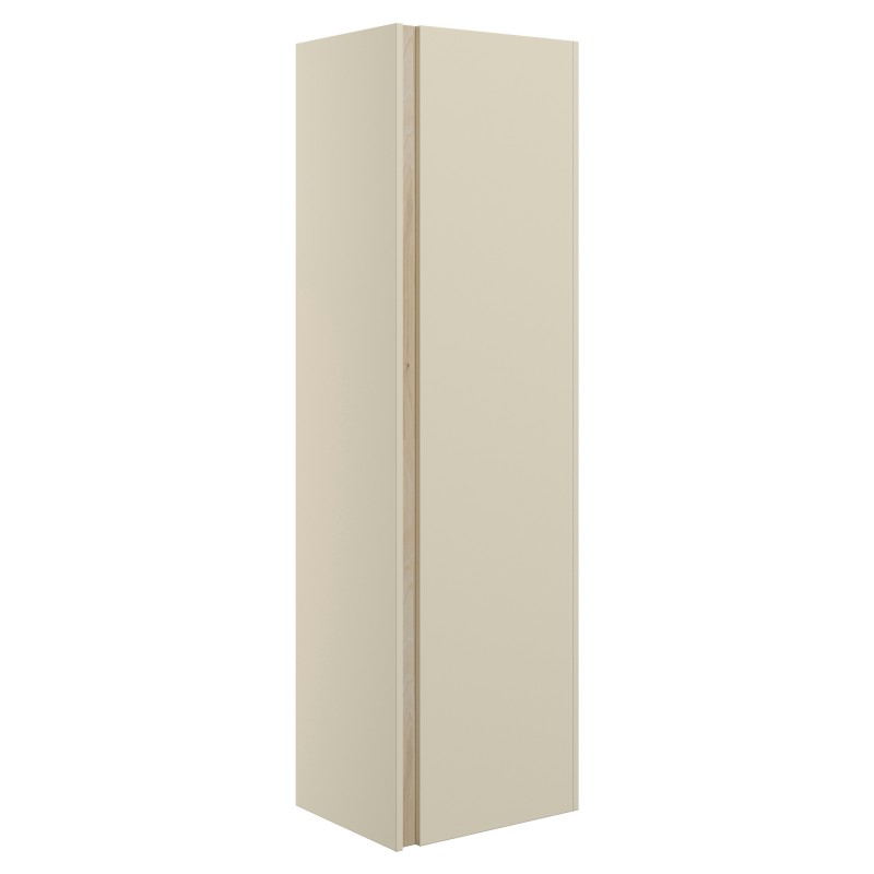 Hiroshi 350mm (W) x 1200mm (H) x 270mm (D) Wall Hung 1 Door Tall Unit - Matt Cotton & Oak Effect