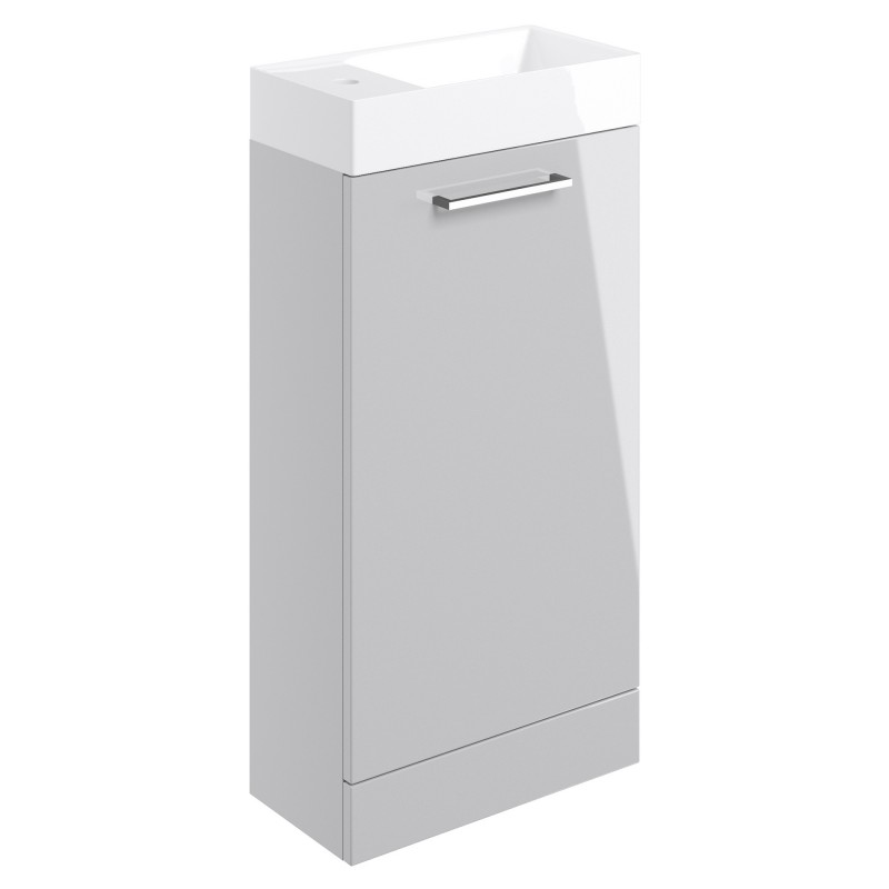 Naha 410mm(w) Floor Standing 1 Door Basin Unit With Basin - Grey Gloss