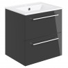 Naha 510mm(w) Wall Hung 2 Drawer Basin Unit With Basin - Anthracite Gloss