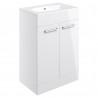 Naha 610mm(w) Floor Standing 2 Door Basin Unit With Basin - White Gloss