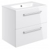 Naha 610mm(w) Wall Hung 2 Drawer Basin Unit With Basin - White Gloss