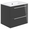 Naha 610mm(w) Wall Hung 2 Drawer Basin Unit With Basin - Anthracite Gloss