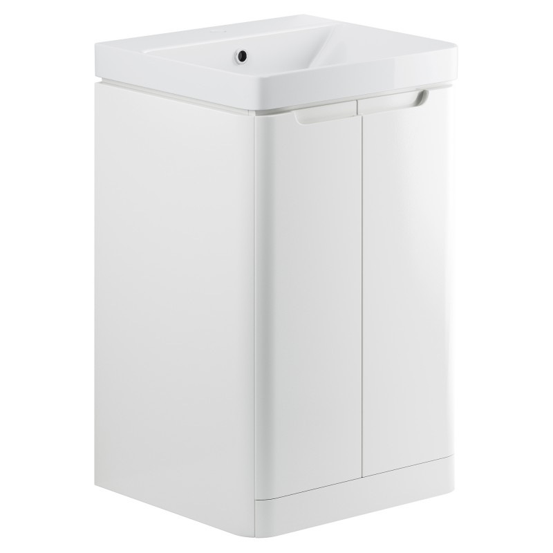 Kyoto 500mm(w) 2 Door Floor Standing Basin Unit - White Gloss