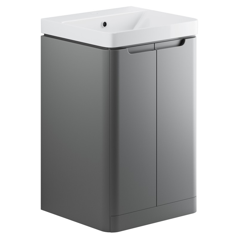 Kyoto 500mm(w) 2 Door Floor Standing Basin Unit - Matt Grey