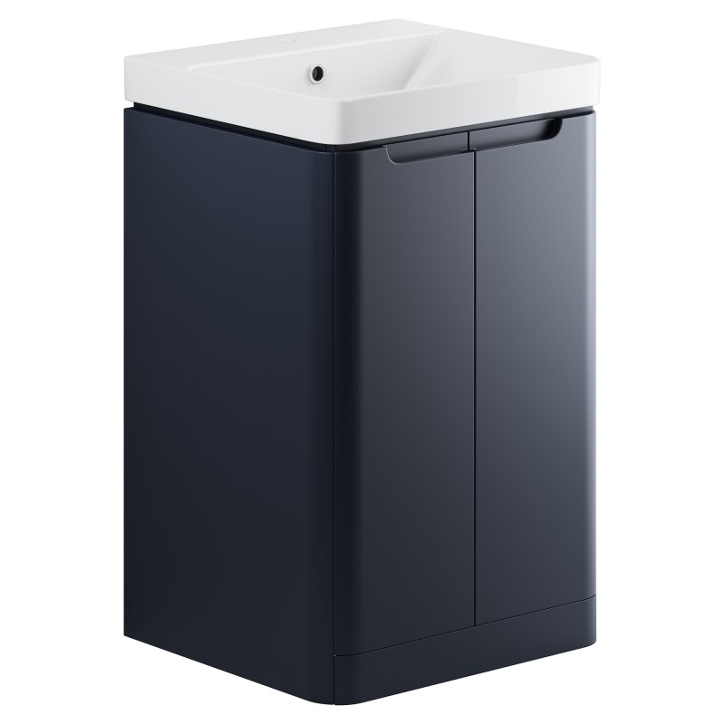 Kyoto 500mm(w) 2 Door Floor Standing Basin Unit - Matt Indigo