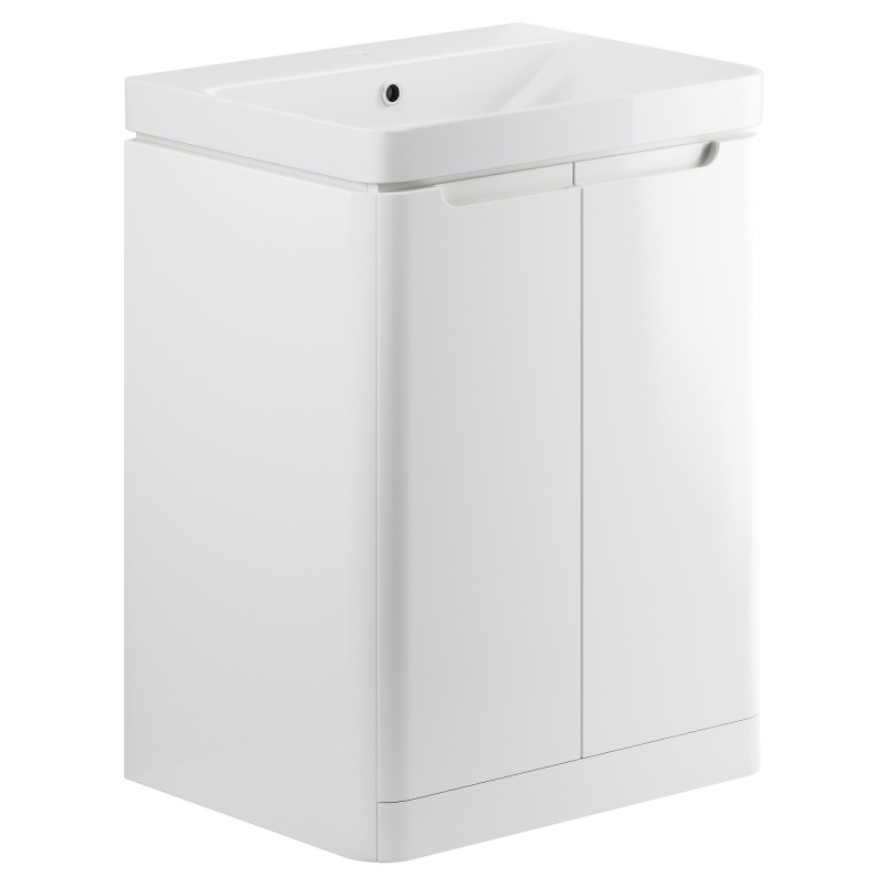 Kyoto 600mm(w) 2 Door Floor Standing Basin Unit - White Gloss