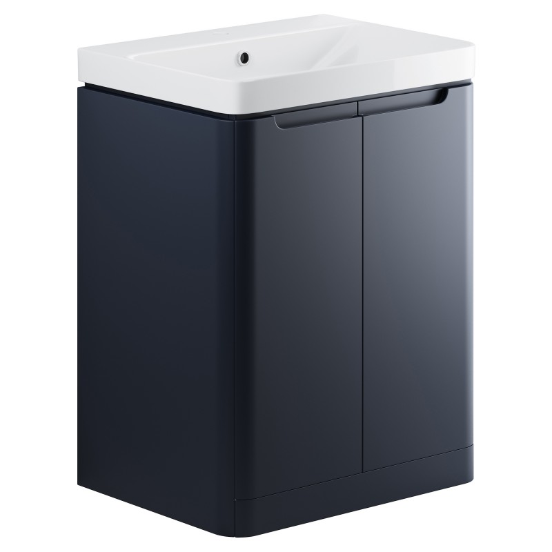 Kyoto 600mm(w) 2 Door Floor Standing Basin Unit - Matt Indigo