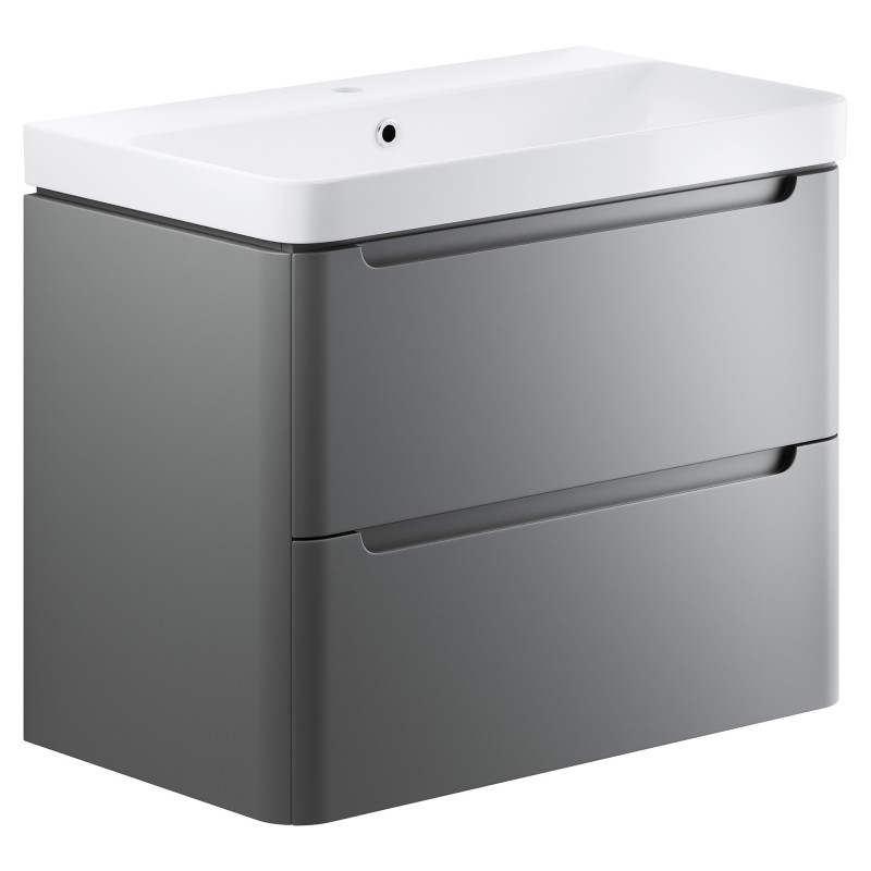 Kyoto 800mm(w) 2 Drawer Wall Hung Basin Unit - Matt Grey