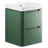 Kyoto 500mm(w) 2 Drawer Wall Hung Basin Unit - Matt Sage Green