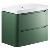 Kyoto 800mm(w) 2 Drawer Wall Hung Basin Unit - Matt Sage Green