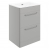 Osaka 610mm(w) 2 Drawer Floor Unit & Basin - Grey Gloss