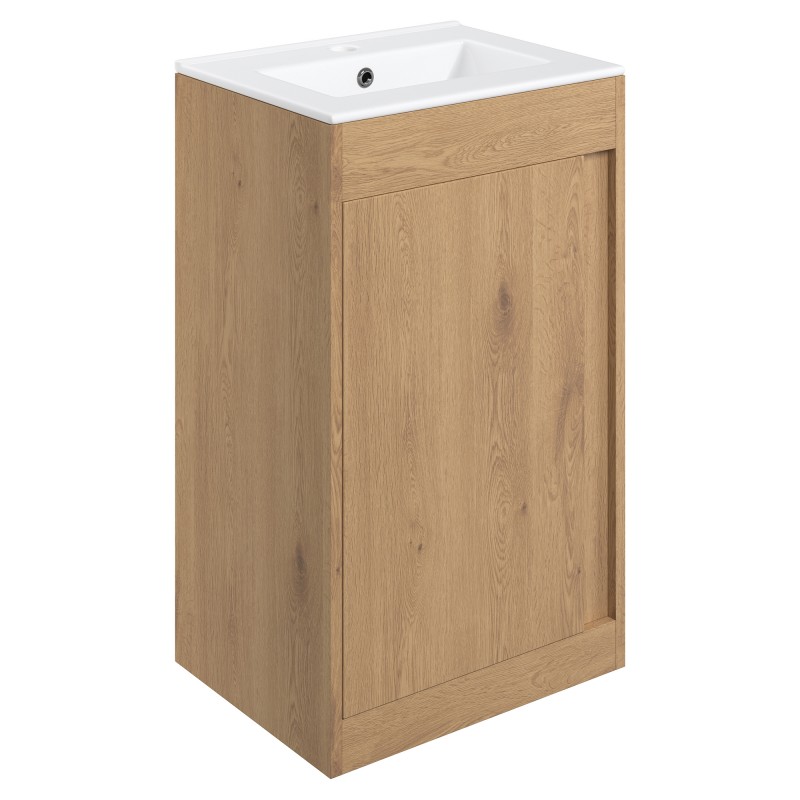 Nara 510mm(w) Floor Standing Unit Inc. Basin - Seville Oak