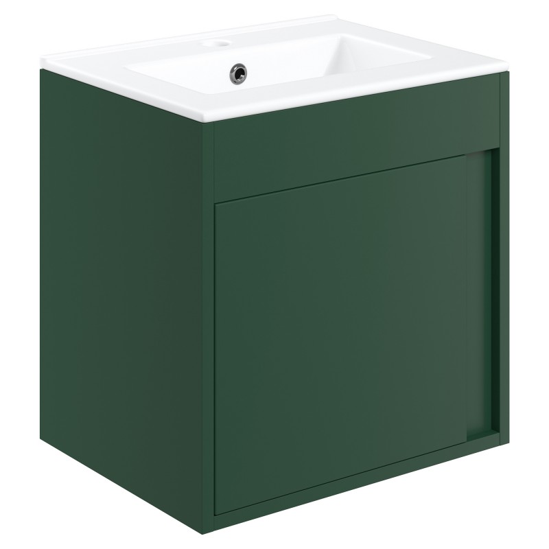 Nara 510mm(w) Wall Hung Unit Inc. Basin - Matt Conifer Green