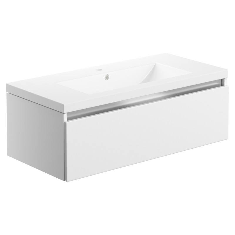 Nagano 815mm(w) 1 Drawer Wall Hung Basin Unit Inc. Basin - White Gloss