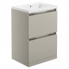 Nagano 615mm(w) 2 Drawer Floor Standing Basin Unit Inc. Basin - Latte