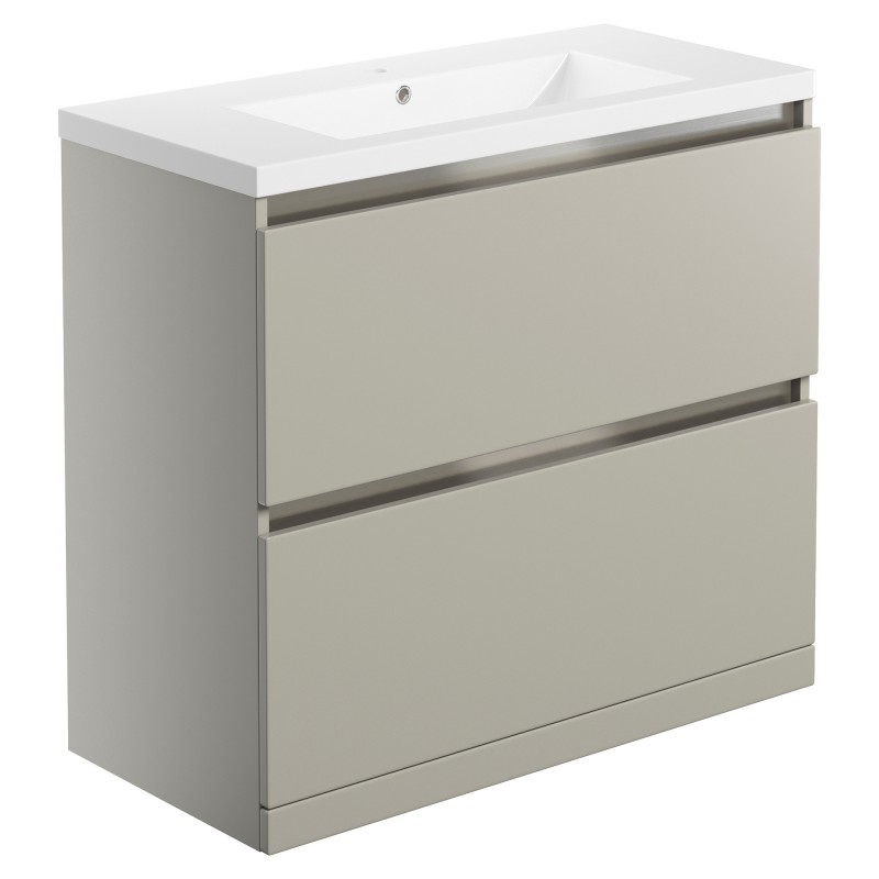 Nagano 815mm(w) 2 Drawer Floor Standing Basin Unit Inc. Basin - Latte