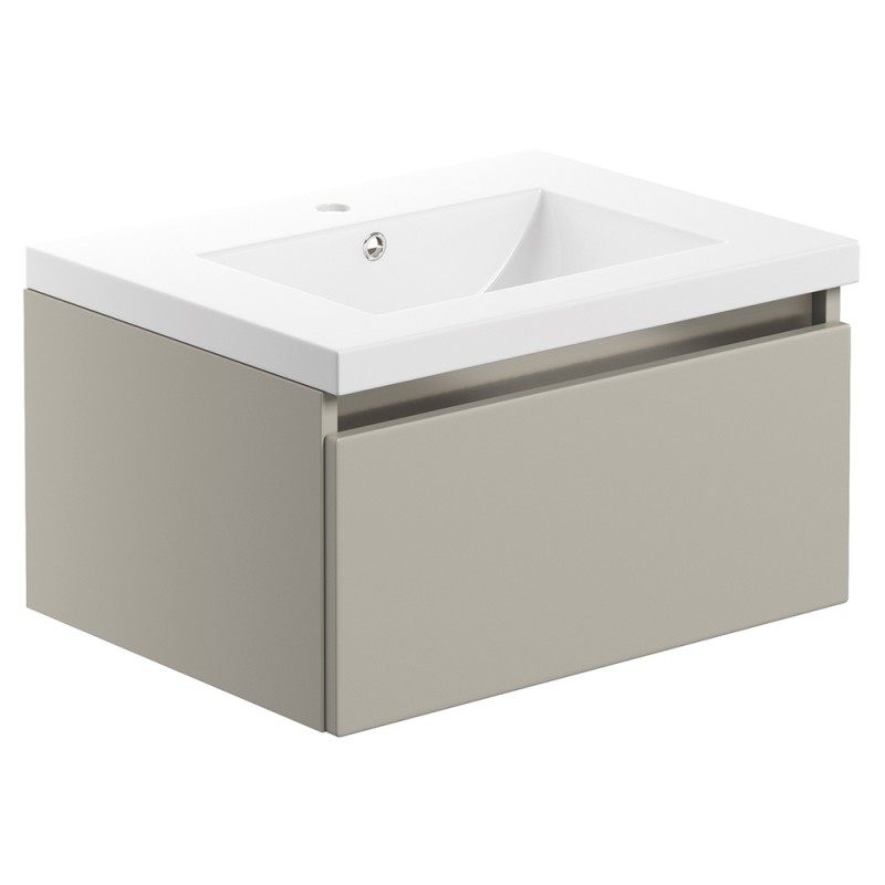 Nagano 615mm(w) 1 Drawer Wall Hung Basin Unit Inc. Basin - Latte