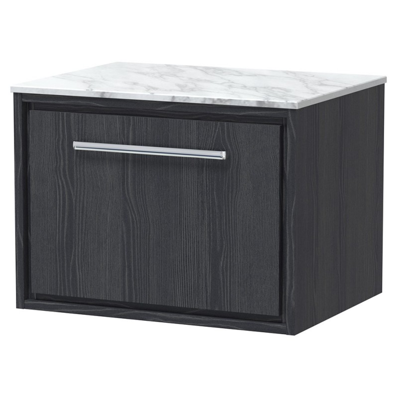 600mm Wall Hung Single Drawer Vanity with Marble Worktop